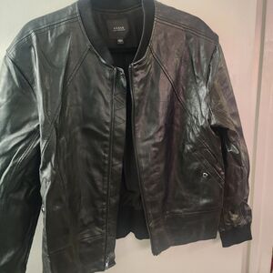 GUESS LEATHER FAUX JACKET SIZE L  ZIPPER FRONT